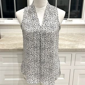 Vince Camuto white and black sleeveless blouse